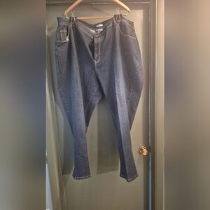 Catherines Right Fit Curvy Blue Jeans with Elastic Waist Band, Size 30W